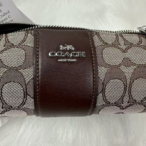 COACH Nolita Barrel Bag Wristlet In Signature Jacquard CU989 Oak Maple NWT - Picture 5 of 6